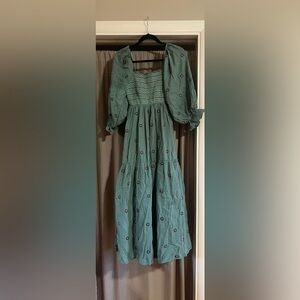 Pink Lily - Teal Flower Maxi/Midi Dress